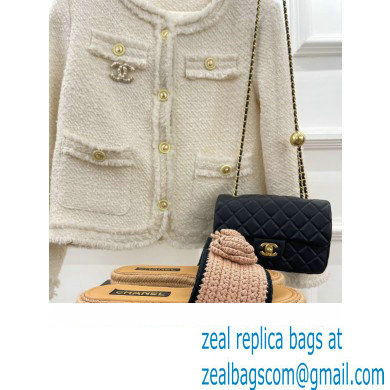 Chanel Braided Knit Camellia Mules Beige 2023