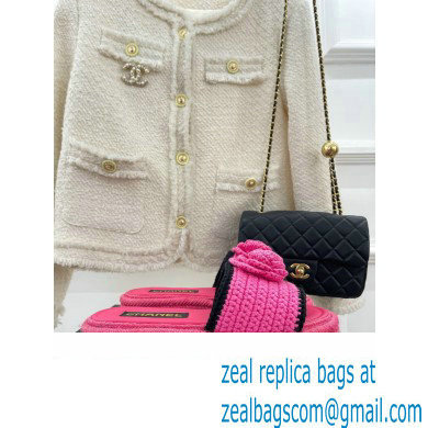 Chanel Braided Knit Camellia Mules Fuchsia 2023