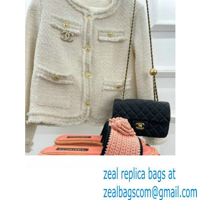 Chanel Braided Knit Camellia Mules Pink 2023