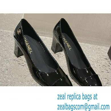 Chanel Heel 6.5cm Patent Calfskin Pumps G45053 Black 2023
