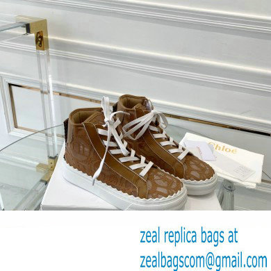 Chloe Lace Lauren high-top sneakers Brown 2023