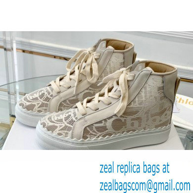 Chloe Lace Lauren high-top sneakers Creamy 2023 - Click Image to Close