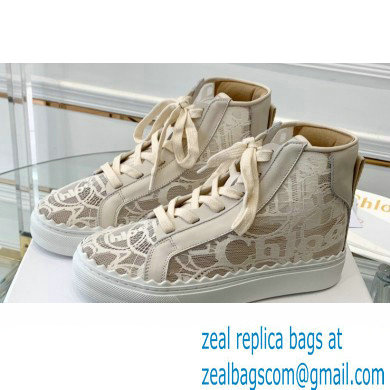 Chloe Lace Lauren high-top sneakers Creamy 2023