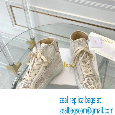 Chloe Lace Lauren high-top sneakers Creamy 2023 - Click Image to Close