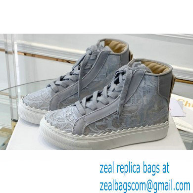 Chloe Lace Lauren high-top sneakers Gray 2023 - Click Image to Close