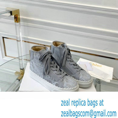 Chloe Lace Lauren high-top sneakers Gray 2023 - Click Image to Close