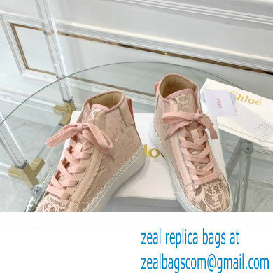 Chloe Lace Lauren high-top sneakers Pink 2023 - Click Image to Close