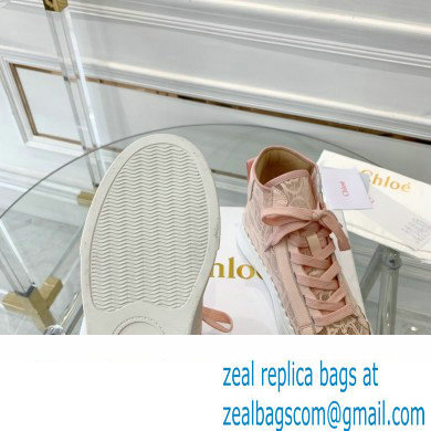 Chloe Lace Lauren high-top sneakers Pink 2023 - Click Image to Close