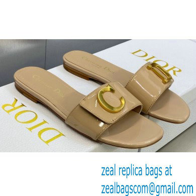 Dior C'est Flat Slides Patent Calfskin Beige 2023 - Click Image to Close