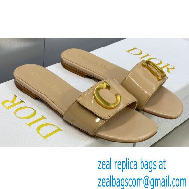 Dior C'est Flat Slides Patent Calfskin Beige 2023