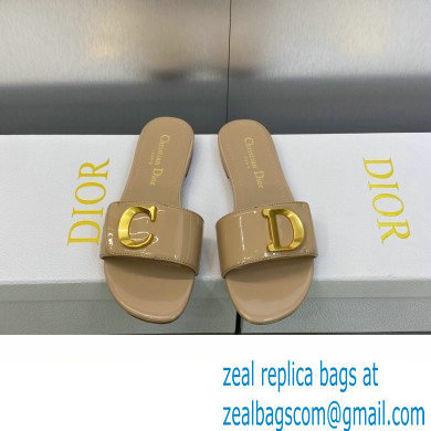 Dior C'est Flat Slides Patent Calfskin Beige 2023