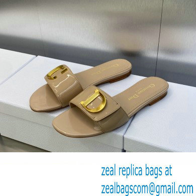 Dior C'est Flat Slides Patent Calfskin Beige 2023