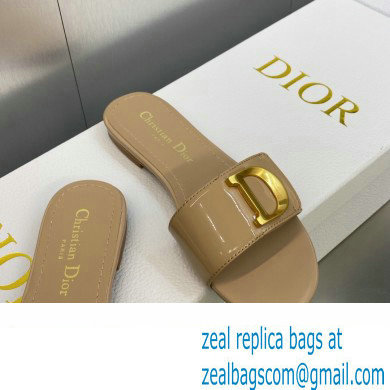 Dior C'est Flat Slides Patent Calfskin Beige 2023 - Click Image to Close