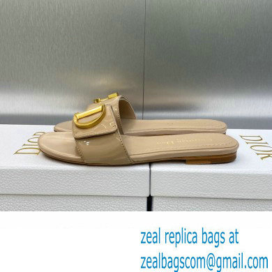 Dior C'est Flat Slides Patent Calfskin Beige 2023 - Click Image to Close