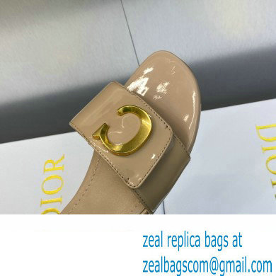 Dior C'est Flat Slides Patent Calfskin Beige 2023