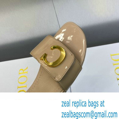 Dior C'est Flat Slides Patent Calfskin Beige 2023 - Click Image to Close