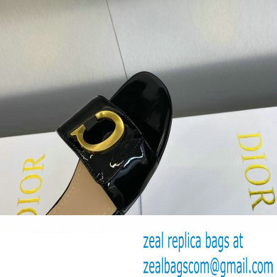 Dior C'est Flat Slides Patent Calfskin Black 2023