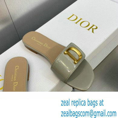 Dior C'est Flat Slides Patent Calfskin Gray 2023