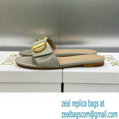 Dior C'est Flat Slides Patent Calfskin Gray 2023