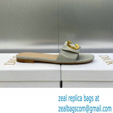 Dior C'est Flat Slides Patent Calfskin Gray 2023