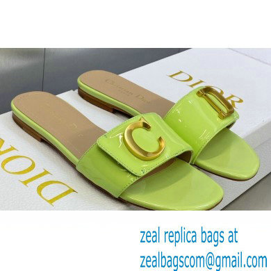 Dior C'est Flat Slides Patent Calfskin Green 2023