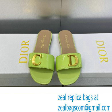 Dior C'est Flat Slides Patent Calfskin Green 2023
