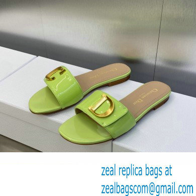 Dior C'est Flat Slides Patent Calfskin Green 2023