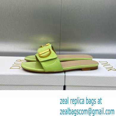 Dior C'est Flat Slides Patent Calfskin Green 2023