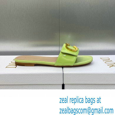 Dior C'est Flat Slides Patent Calfskin Green 2023