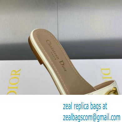 Dior C'est Flat Slides Patent Calfskin White 2023