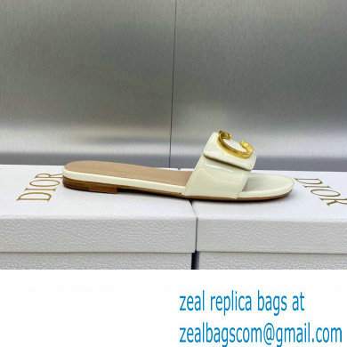 Dior C'est Flat Slides Patent Calfskin White 2023