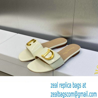 Dior C'est Flat Slides Patent Calfskin White 2023