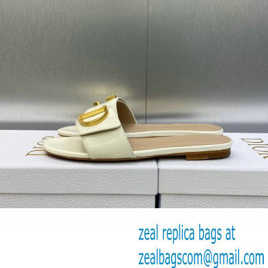 Dior C'est Flat Slides Patent Calfskin White 2023