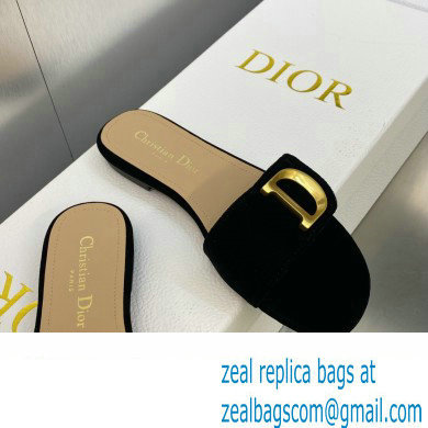 Dior C'est Flat Slides Velvet Black 2023