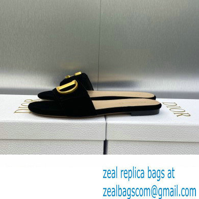 Dior C'est Flat Slides Velvet Black 2023