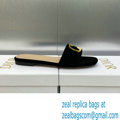 Dior C'est Flat Slides Velvet Black 2023