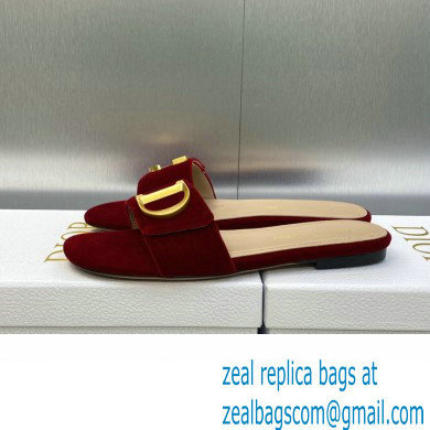 Dior C'est Flat Slides Velvet Burgundy 2023