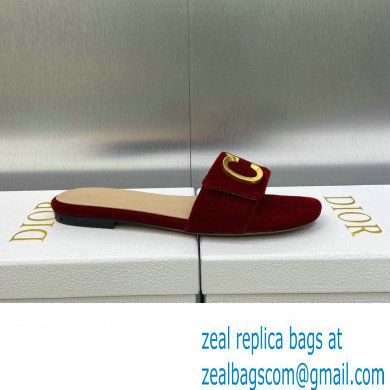 Dior C'est Flat Slides Velvet Burgundy 2023