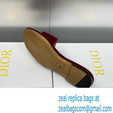 Dior C'est Flat Slides Velvet Burgundy 2023