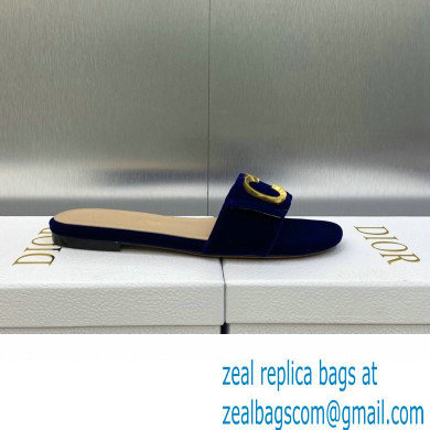 Dior C'est Flat Slides Velvet Dark Blue 2023