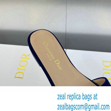 Dior C'est Flat Slides Velvet Dark Blue 2023