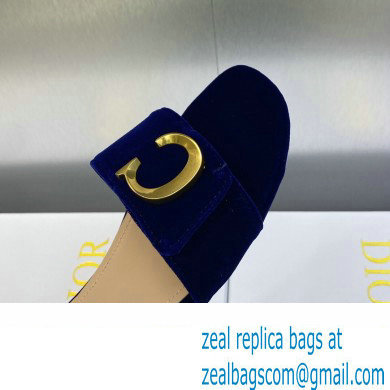 Dior C'est Flat Slides Velvet Dark Blue 2023