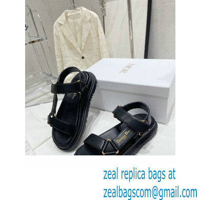 Dior D-Wave Sandals in Lambskin Black 2023