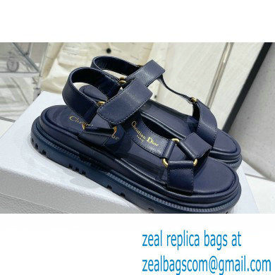 Dior D-Wave Sandals in Lambskin Dark Blue 2023