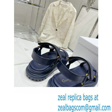 Dior D-Wave Sandals in Lambskin Dark Blue 2023