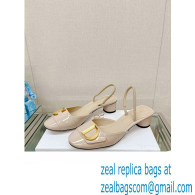 Dior Heel 3.5cm C'est Slingback Pumps in Patent Calfskin Beige 2023