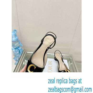 Dior Heel 3.5cm C'est Slingback Pumps in Patent Calfskin Black 2023