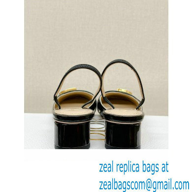 Dior Heel 3.5cm C'est Slingback Pumps in Patent Calfskin Black 2023