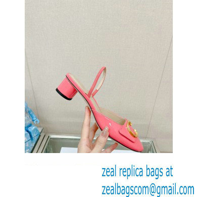 Dior Heel 3.5cm C'est Slingback Pumps in Patent Calfskin Pink 2023