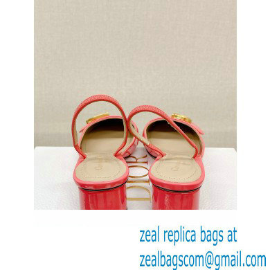 Dior Heel 3.5cm C'est Slingback Pumps in Patent Calfskin Pink 2023